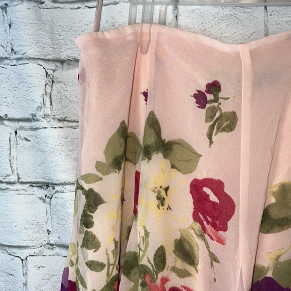 Lauren Ralph Lauren Ladies Pale Pink Floral Print Chiffon Flutter Skirt, NWT! - Picture 3 of 4